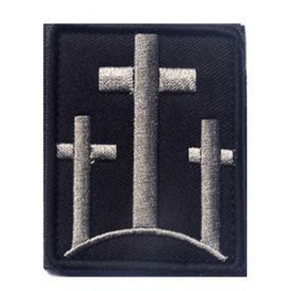 Tactical Embroidery Patch Airsoft Morale Patch 1 Christian Three Crosses Tactical Embroidery Patch Hook & Loop Morale Patch Military Patch for Clothing Accessory Backpack Armband (Gray)