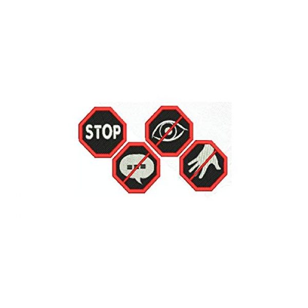 DREAM ARMY Airsoft Morale Patch 1 Dog Patch 4 Pack Service Dog Stop No Touch No Talk No Eye Contact Embroidered Morale Patch Hook Backing for Dogs and Pets SIZE5x5cm (Black,White)