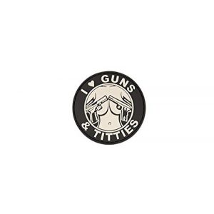 Lancer Tactical Airsoft Morale Patch 1 AC-130G"I LOVE GUNS & TITTIES" PVC PATCH (BW)