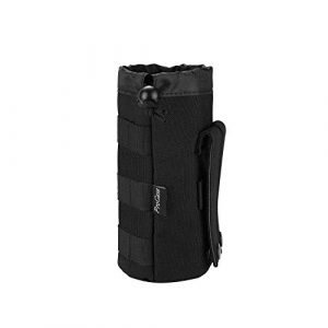 ProCase Tactical Pouch 1 ProCase Tactical Molle Water Bottle Pouch, Military Bottle Holder with Top Drawstring & Mesh Bottom, Portable Water Container Pouch Bag Hydration Carrier for Camping Hiking Hunting Traveling -Black