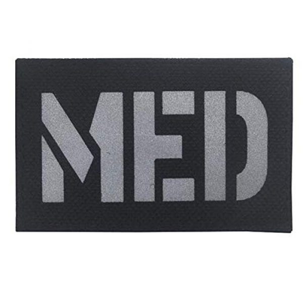 Kssen Airsoft Morale Patch 1 Medic Med Tactical Morale Fastener Patch IR Reflective Badge Emblem for First Aid EMS EMT MED with Embroidered Hook&Loop Medical Cosplay Patches (Black)