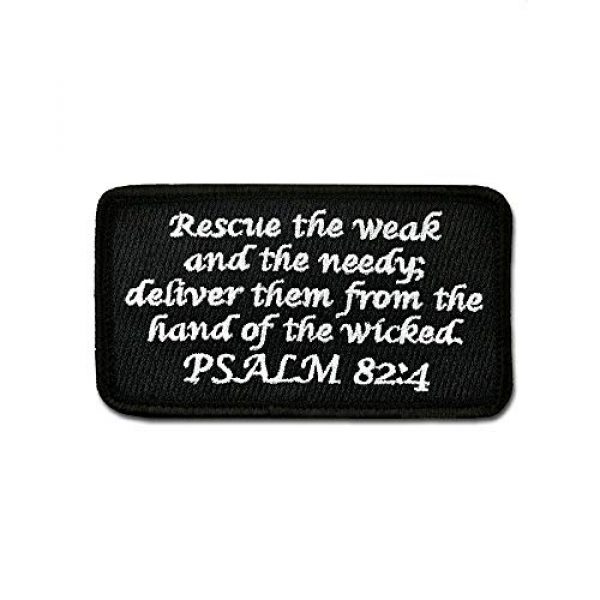 SFI Airsoft Morale Patch 1 Tactical Combat Backpack Morale Patch Badge EMB Hook and Loop - Psalm 82:4 BnW