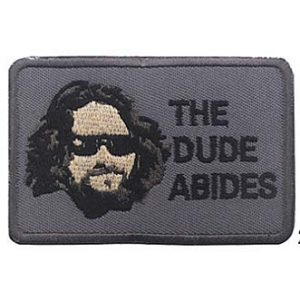 Embroidery Patch Airsoft Morale Patch 1 The Dude Abides,The Big Lebowski Patch Hook Loop Tactics Morale Embroidered Patch