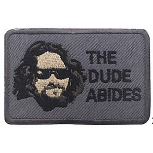 Embroidery Patch Airsoft Morale Patch 1 The Dude Abides,The Big Lebowski Patch Hook Loop Tactics Morale Embroidered Patch