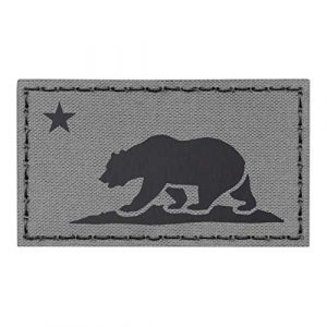Tactical Freaky Airsoft Morale Patch 1 IR California Republic State Flag 2x3.5 Wolf Gray Grey IFF Tactical Morale Fastener Patch