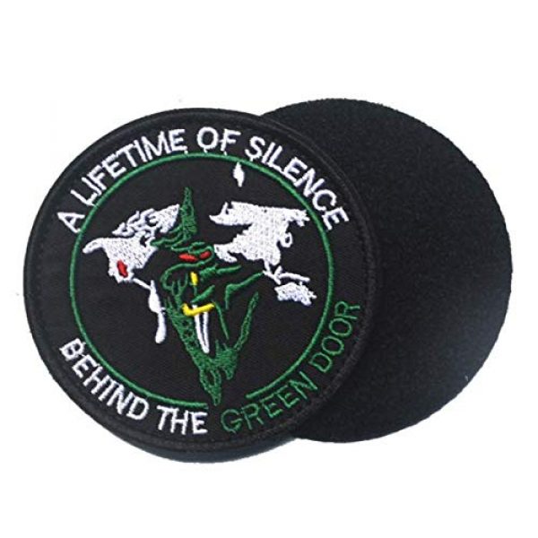 Tactical Embroidery Patch Airsoft Morale Patch 1 A Lifetime of Silence Behind The Green Door Embroidery Patch Military Tactical Morale Patch Badges Emblem Applique Hook Patches for Clothes Backpack Accessories