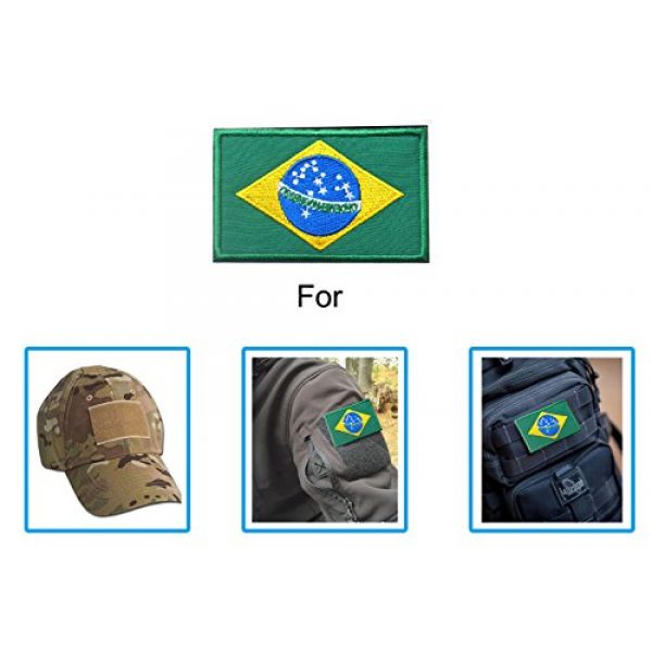 TopAAA Airsoft Morale Patch 3 TopAAA Brazil Flag Military Embroidered Tactical Velcro Patch Morale Shoulder Applique