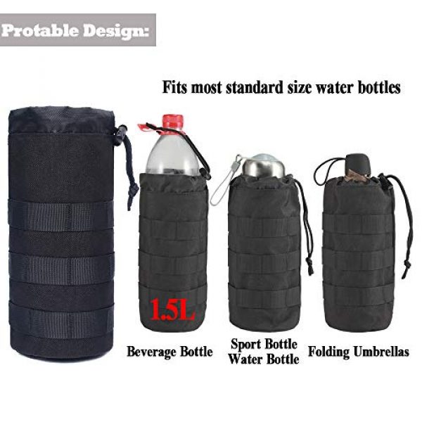 Novemkada Tactical Pouch 3 Novemkada Water Bottles Pouches - 1000D Tactical Molle Drawstring 32OZ Hydration Carrier Bag