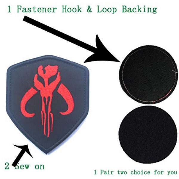 ODSP Airsoft Morale Patch 3 Star Wars Mandalorian Mythosaur Skull Crest Bounty Hunter Boba Fett Shield Patch, Tactical Morale Patches with Fastener Hook and Loop Backing 3.5 x 2.48 inch