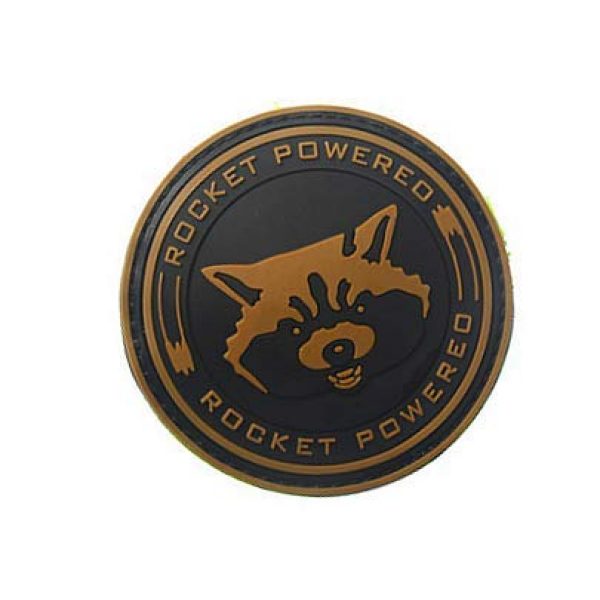 PVC PATCH Airsoft Morale Patch 2 Rocket Powered Raccoon Military Hook Tactics Morale PVC Patch (color2)