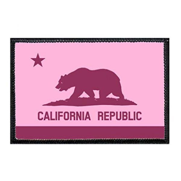 P PULLPATCH Airsoft Morale Patch 1 California State Flag - Pink Morale Patch | Hook and Loop Attach for Hats, Jeans, Vest, Coat | 2x3 in | by Pull Patch