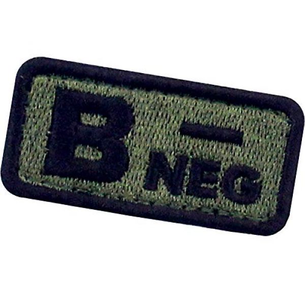 EmbTao Airsoft Morale Patch 4 EmbTao Type B Negative Tactical Blood Type Patch Embroidered Morale Applique Fastener Hook & Loop Emblem - Green & Black -2"x1"
