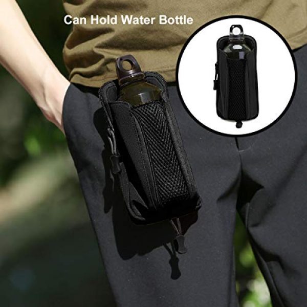 BraveHawk OUTDOORS Tactical Pouch 5 BraveHawkOutdoors Tactical Water Bottle Holder Pouch Waist Bag, 800D Military Nylon Oxford Water Resistant Utility MOLLE Phone Holster Outdoor Gear Pack Organizer (Black)