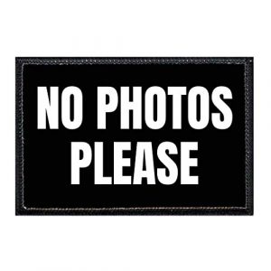 P PULLPATCH Airsoft Morale Patch 1 No Photos Please Black Morale Patch | Hook and Loop Attach for Hats, Jeans, Vest, Coat | 2x3 in | by Pull Patch
