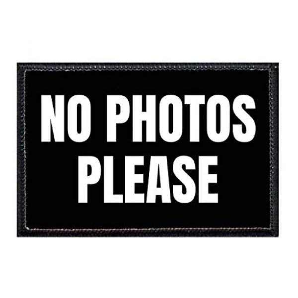 P PULLPATCH Airsoft Morale Patch 1 No Photos Please Black Morale Patch | Hook and Loop Attach for Hats, Jeans, Vest, Coat | 2x3 in | by Pull Patch