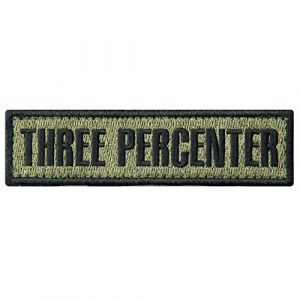 EmbTao Airsoft Morale Patch 1 Three Percenter Tactical Embroidered Morale Applique Fastener Hook&Loop Patch - Olive Drab