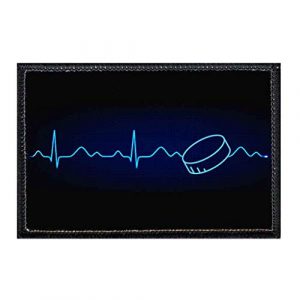P PULLPATCH Airsoft Morale Patch 1 Hockey Heartbeat Blue Morale Patch | Hook and Loop Attach for Hats, Jeans, Vest, Coat | 2x3 in | by Pull Patch