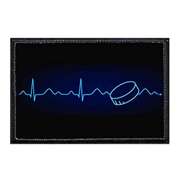 P PULLPATCH Airsoft Morale Patch 1 Hockey Heartbeat Blue Morale Patch | Hook and Loop Attach for Hats, Jeans, Vest, Coat | 2x3 in | by Pull Patch