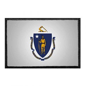 P PULLPATCH Airsoft Morale Patch 1 Massachusetts State Flag - Color Morale Patch | Hook and Loop Attach for Hats, Jeans, Vest, Coat | 2x3 in | by Pull Patch