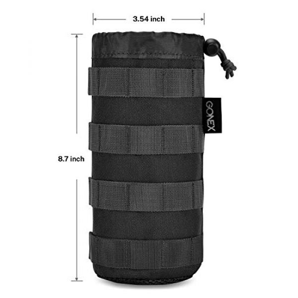 Gonex Tactical Pouch 2 Gonex Tactical Military MOLLE Water Bottle Pouch, Drawstring Open Top & Mesh Bottom Travel Water Bottle Bag Tactical Hydration Carrier Black