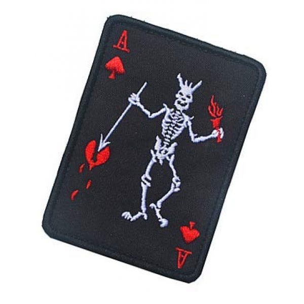 Embroidery Patch Airsoft Morale Patch 3 Ace of Spades Death Reaper Skeleton Cards Poker Military Hook Loop Tactics Morale Embroidered Patch (color2)