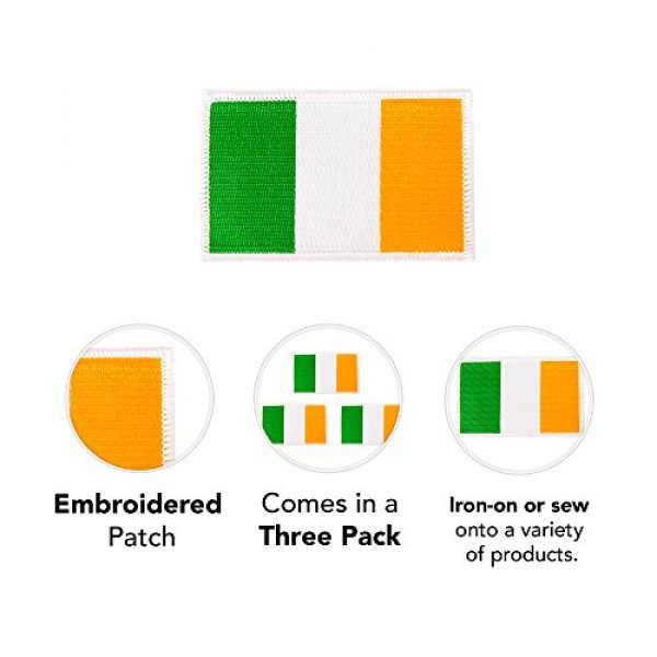 Desert Cactus Airsoft Morale Patch 3 Ireland Flag Patch Bulk 3-Pack 3.5Wx2.25H State Iron On Sew Embroidered Tactical Morale Back Pack Hat Bags Irish (3-Pack Patch)