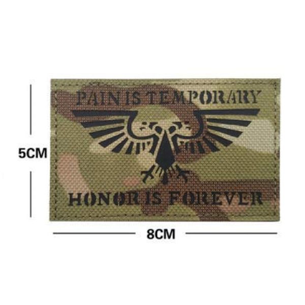 Tactical Embroidery Patch Airsoft Morale Patch 2 IR Pain is TEMRORARY Honor is Forever Infrared Reflective Tactical Embroidery Patch Hook & Loop Morale Patch Military Patch for Clothing Accessory Backpack Armband (3pcs)