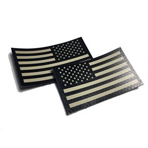 Empire Tactical USA Airsoft Morale Patch 1 2 PACK Set - Authentic mil-spec 2" x 3.5" Black and Tan (FORWARD and REVERSED) Us Ir Infrared USA Flag Military Morale Reflective Patch