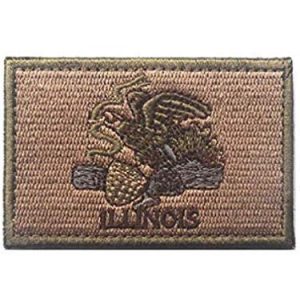 Tactical Embroidery Patch Airsoft Morale Patch 1 State Flag of Illinois Embroidery Patch Military Tactical Morale Patch Badges Emblem Applique Hook Patches for Clothes Backpack Accessories