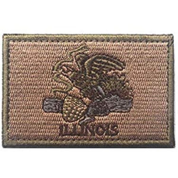 Tactical Embroidery Patch Airsoft Morale Patch 1 State Flag of Illinois Embroidery Patch Military Tactical Morale Patch Badges Emblem Applique Hook Patches for Clothes Backpack Accessories