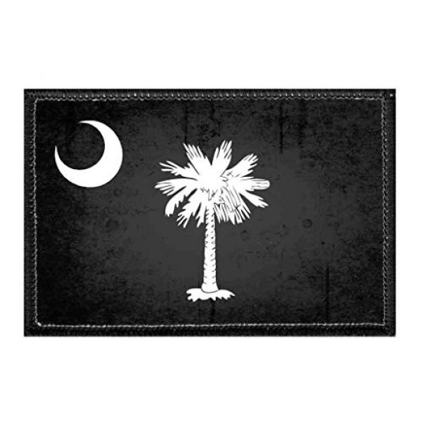 P PULLPATCH Airsoft Morale Patch 1 South Carolina State Flag - Black and White - Distressed Morale Patch | Hook and Loop Attach for Hats, Jeans, Vest, Coat | 2x3 in | by Pull Patch