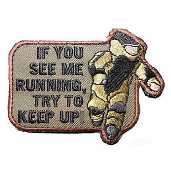 Embroidery Patch Airsoft Morale Patch 1 If You See Me Running Try to Keep Up Applique Military Hook Loop Tactics Morale Embroidered Patch (color2)