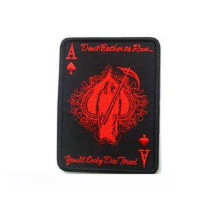 Tactical Embroidery Patch Airsoft Morale Patch 1 Death Card Poker Ace of Spades Embroidery Patch Military Tactical Morale Patch Badges Emblem Applique Hook Patches for Clothes Backpack Accessories