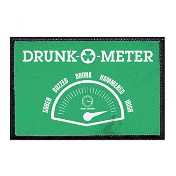P PULLPATCH Airsoft Morale Patch 1 Drunk-O-Meter - Green Distressed Morale Patch | Hook and Loop Attach for Hats, Jeans, Vest, Coat | 2x3 in | by Pull Patch