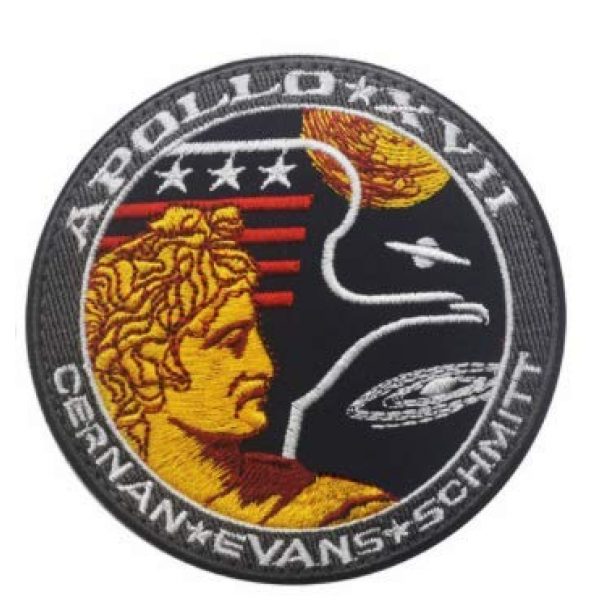 Tactical Embroidery Patch Airsoft Morale Patch 1 Apollo XVII CERNAN Evans Schmitt NASA Space Shuttle Tactical Embroidery Patch Hook & Loop Morale Patch Military Patch for Clothing Accessory Backpack Armband