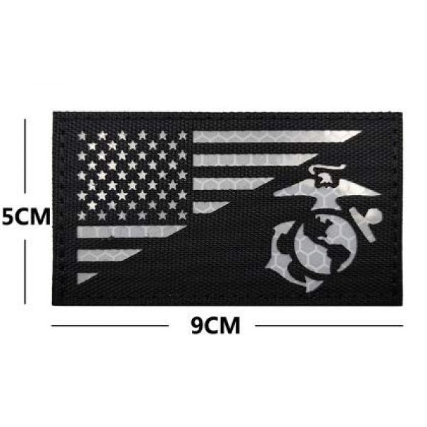 Tactical Embroidery Patch Airsoft Morale Patch 3 IR USA Flag USMC Marine Corps Seal Infrared Reflective Tactical Embroidery Patch Hook & Loop Morale Patch Military Patch for Clothing Accessory Backpack Armband (3pcs)