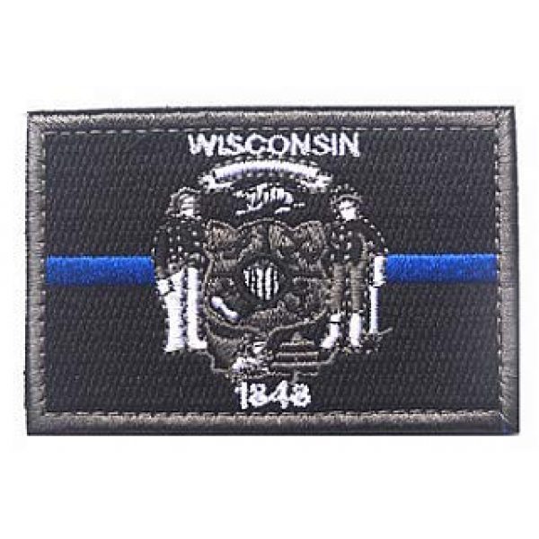 Embroidery Patch Airsoft Morale Patch 1 US Wisconsin State Flag Patch Military Hook Loop Tactics Morale Embroidered Patch (color3)