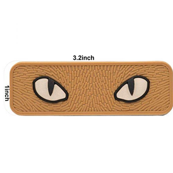 ODSP Airsoft Morale Patch 2 Cat Eyes PVC Morale Patch, IR Reflective Tactical Military Morale Badges with Hook Fasteners Backing 3.2 x 1 inch Pack of 2 (Coyote tan)