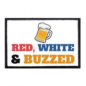 P PULLPATCH Airsoft Morale Patch 1 Red, White and Buzzed Morale Patch | Hook and Loop Attach for Hats, Jeans, Vest, Coat | 2x3 in | by Pull Patch