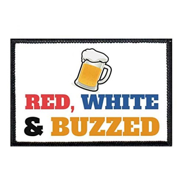 P PULLPATCH Airsoft Morale Patch 1 Red, White and Buzzed Morale Patch | Hook and Loop Attach for Hats, Jeans, Vest, Coat | 2x3 in | by Pull Patch