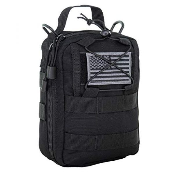 LINE2design Tactical Pouch 1 LINE2design First Aid (Ifak) Molle Pouch - EMT Emergency Medical Trauma Bag Outdoor Tactical EDC Rescue Utility Gear Pouch for Hiking Gunshot Stop Bleeding Includes USA Patch - Black