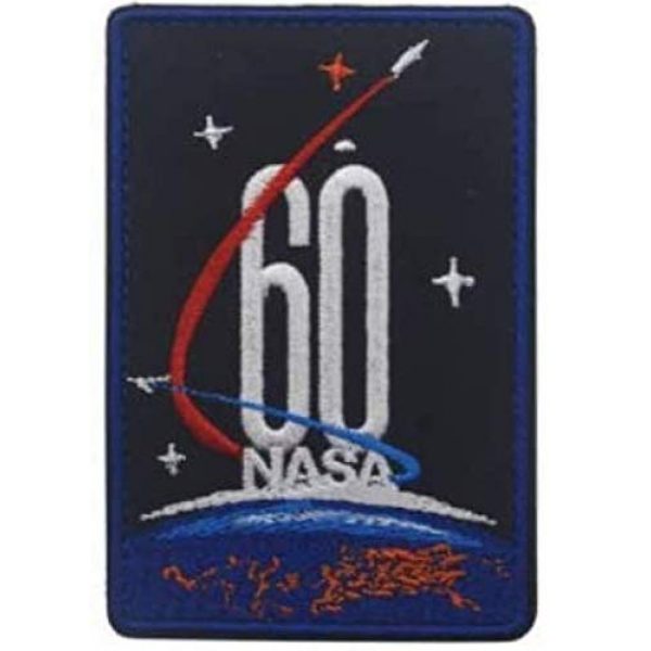 Tactical Embroidery Patch Airsoft Morale Patch 1 NASA 60TH Anniversary 1958-2018 Astronauts Tactical Embroidery Patch Hook & Loop Morale Patch Military Patch for Clothing Accessory Backpack Armband