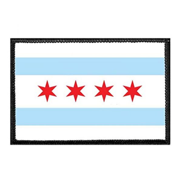 P PULLPATCH Airsoft Morale Patch 1 Chicago City Flag - Color Morale Patch | Hook and Loop Attach for Hats, Jeans, Vest, Coat | 2x3 in | by Pull Patch