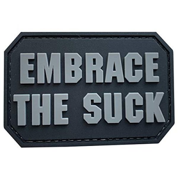uuKen Airsoft Morale Patch 1 uuKen Embrace The Suck Funny PVC Rubber Tactical Hook Patch for Tactical Backpacks (Grey)