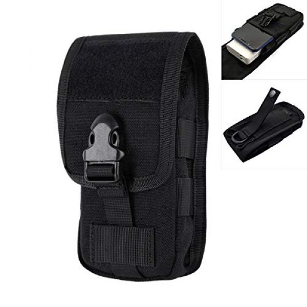Riyiter Tactical Pouch 1 Riyiter Universal Multifunction Cell Phone Holster Pouch Tactical Smartphone Pouches EDC Case Molle Gadget Bag Case with Belt Loop Hook Cover Case Double-Layer Nylon Coin Purse Black