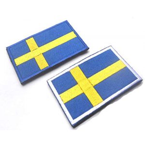 Tactical Embroidery Patch Airsoft Morale Patch 1 2pcs Sweden Flag Embroidery Patch Military Tactical Morale Patch Badges Emblem Applique Hook Patches for Clothes Backpack Accessories