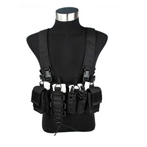 TMC Airsoft Tactical Vest 1 TMC D-Mittsu Chest Rig (Black) for Airsoft Paintball Tactical Hunting Game