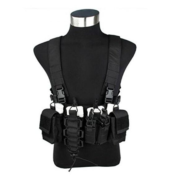 TMC Airsoft Tactical Vest 1 TMC D-Mittsu Chest Rig (Black) for Airsoft Paintball Tactical Hunting Game