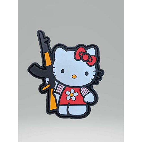 Beastly Arms Airsoft Morale Patch 1 Kalash Kitty W/AK-47 Tactical PVC Rubber Morale Patch W/Hook Backing 3.3" x 2.2" Made in USA