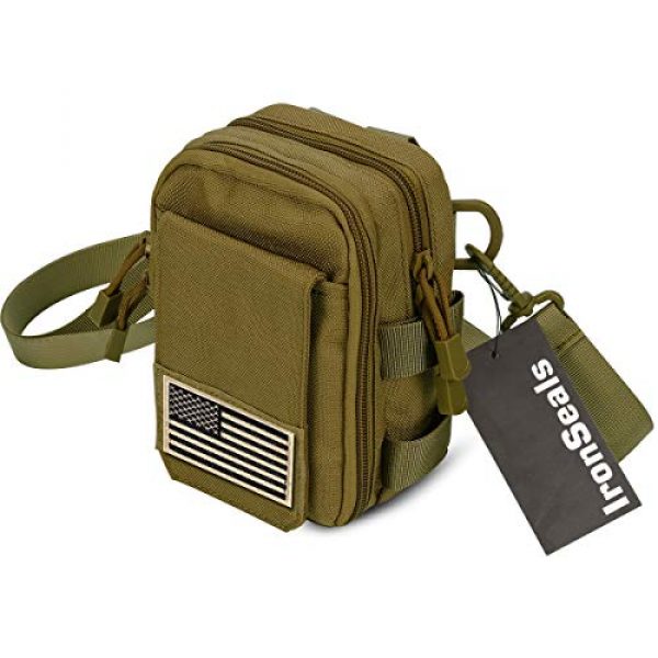 IronSeals Tactical Pouch 1 IronSeals First Aid EMT Pouch, Multipurpose Tactical Nylon Molle Utility IFAK Pouch Waist Bag Holster Combo Detachable Strap with US Flag Patch